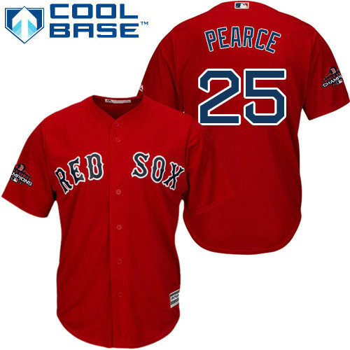 Red Sox #25 Steve Pearce Red Cool Base 2018 World Series Champions Stitched Youth MLB Jersey