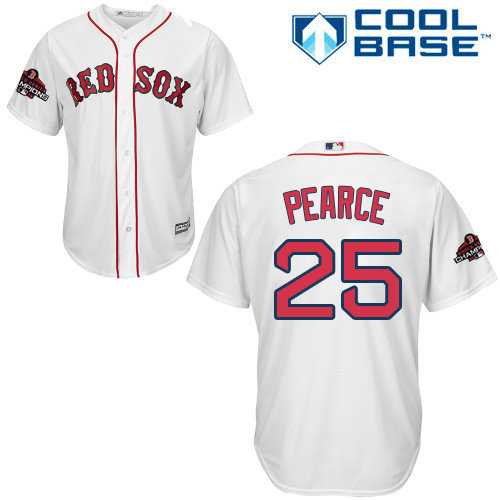 Red Sox #25 Steve Pearce White Cool Base 2018 World Series Champions Stitched Youth MLB Jersey