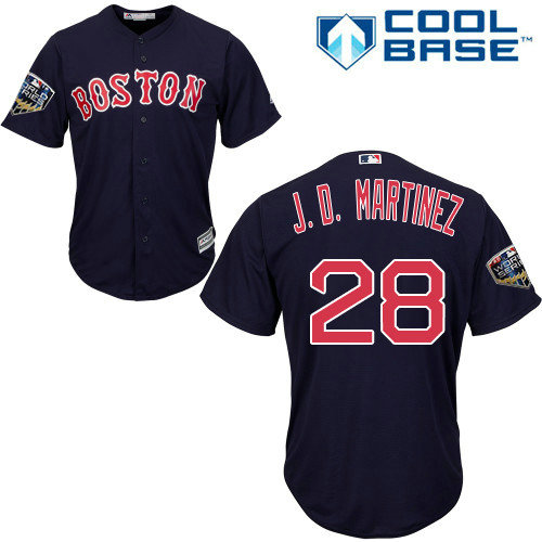 Red Sox #28 J. D. Martinez Navy Blue Cool Base 2018 World Series Stitched Youth MLB Jersey