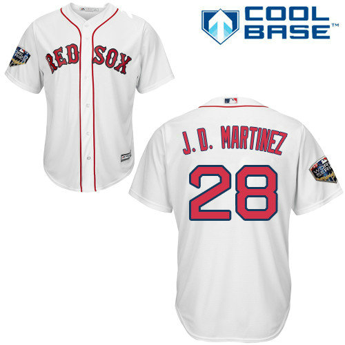 Red Sox #28 J. D. Martinez White Cool Base 2018 World Series Stitched Youth MLB Jersey