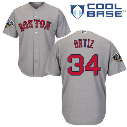 Red Sox #34 David Ortiz Grey Cool Base 2018 World Series Stitched Youth MLB Jersey