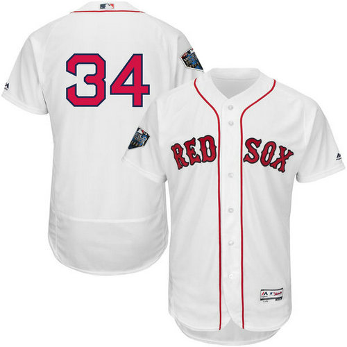 Red Sox #34 David Ortiz White Flexbase Authentic Collection 2018 World Series Stitched MLB Jersey