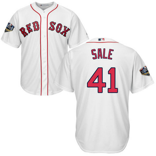 Red Sox #41 Chris Sale White Cool Base 2018 World Series Stitched Youth MLB Jersey