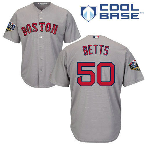 Red Sox #50 Mookie Betts Grey Cool Base 2018 World Series Stitched Youth MLB Jersey