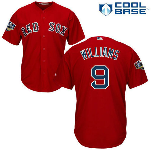 Red Sox #9 Ted Williams Red New Cool Base 2018 World Series Stitched MLB Jersey