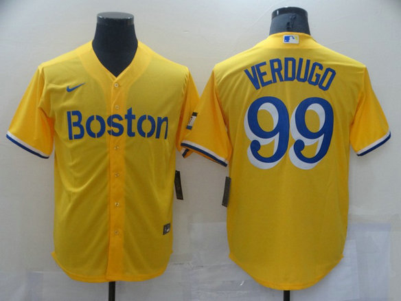 Red Sox 99 Alex Verdugo Gold Nike 2021 City Connect Replica Player Cool Base Jerseys