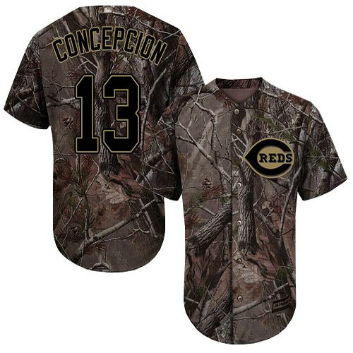 Reds #13 Dave Concepcion Camo Realtree Collection Cool Base Stitched Youth Baseball Jersey