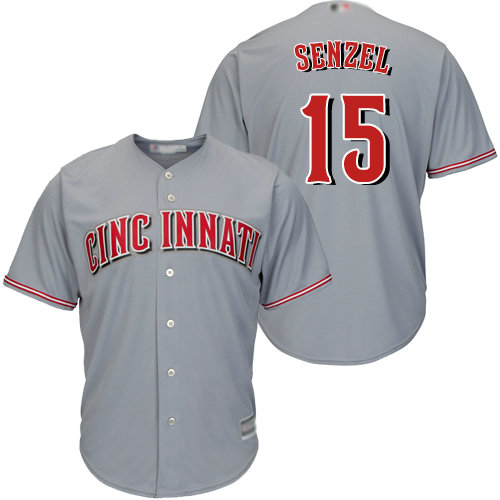 Reds #15 Nick Senzel Grey New Cool Base Stitched Baseball Jersey