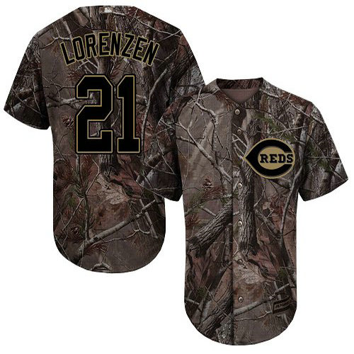 Reds #21 Michael Lorenzen Camo Realtree Collection Cool Base Stitched Youth Baseball Jersey