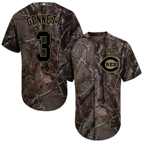 Reds #3 Scooter Gennett Camo Realtree Collection Cool Base Stitched Youth Baseball Jersey