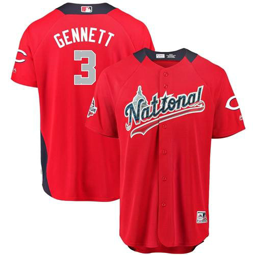 Reds #3 Scooter Gennett Red 2018 All-Star National League Stitched Baseball Jersey