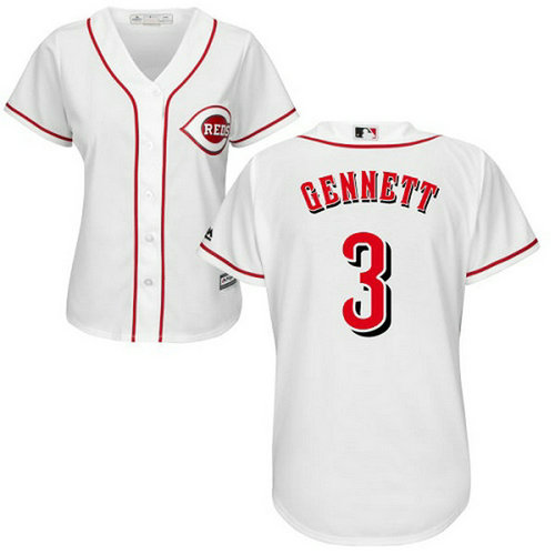 Reds #3 Scooter Gennett White Home Women's Stitched MLB Jersey_1
