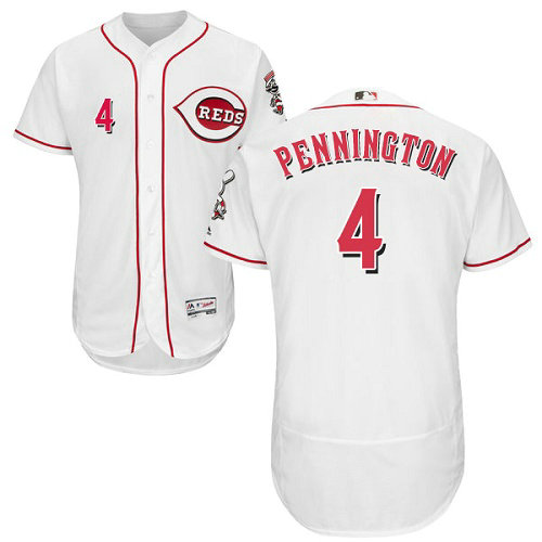 Reds #4 Cliff Pennington White Flexbase Authentic Collection Stitched Baseball Jersey