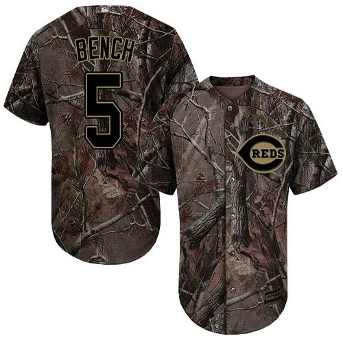 Reds #5 Johnny Bench Camo Realtree Collection Cool Base Stitched Youth Baseball Jersey