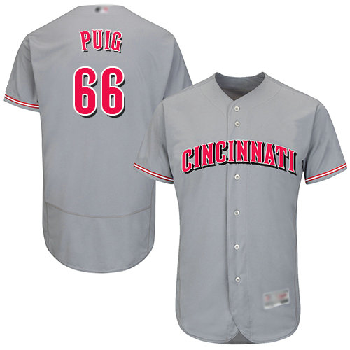 Reds #66 Yasiel Puig Grey Flexbase Authentic Collection Stitched Baseball Jersey