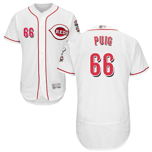 Reds #66 Yasiel Puig White Flexbase Authentic Collection Stitched Baseball Jersey