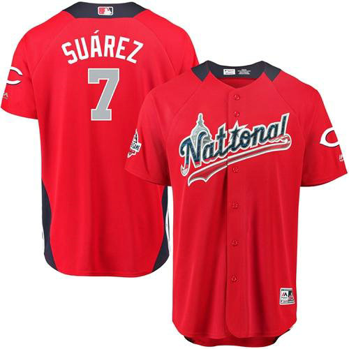 Reds #7 Eugenio Suarez Red 2018 All-Star National League Stitched Baseball Jersey