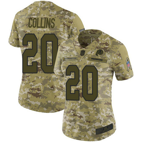 Redskins #20 Landon Collins Camo Women's Stitched Football Limited 2018 Salute to Service Jersey
