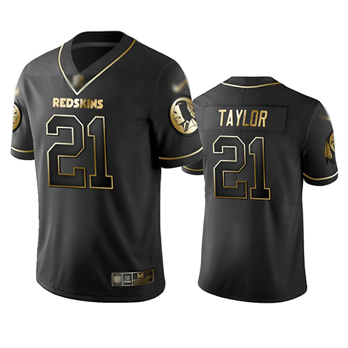 Redskins #21 Sean Taylor Black Men's Stitched Football Limited Golden Edition Jersey