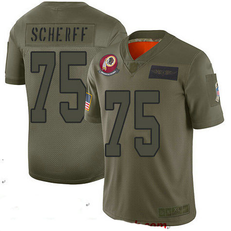 Redskins #75 Brandon Scherff Camo Youth Stitched Football Limited 2019 Salute to Service Jersey