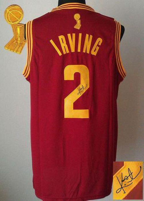 Revolution 30 Autographed Cleveland Cavaliers 2 Kyrie Irving Red The Champions Patch NBA Jersey