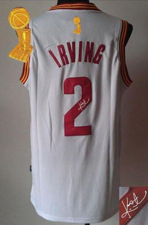 Revolution 30 Autographed Cleveland Cavaliers 2 Kyrie Irving White The Champions Patch NBA Jersey