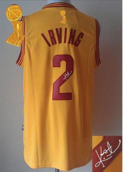 Revolution 30 Autographed Cleveland Cavaliers 2 Kyrie Irving Yellow The Champions Patch NBA Jersey