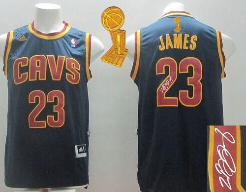 Revolution 30 Autographed Cleveland Cavaliers 23 LeBron James Navy Blue CavFanatic The Champions Patch NBA Jersey