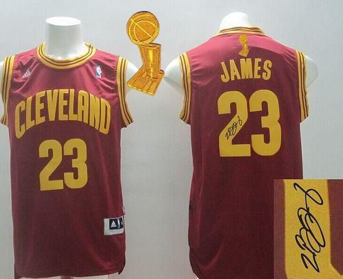 Revolution 30 Autographed Cleveland Cavaliers 23 LeBron James Red Road The Champions Patch NBA Jersey
