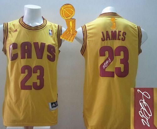 Revolution 30 Autographed Cleveland Cavaliers 23 LeBron James Yellow Alternate The Champions Patch NBA Jersey