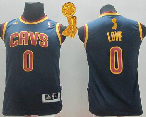 Revolution 30 Cleveland Cavaliers 0 Kevin Love Navy Blue The Champions Patch Youth NBA Jersey