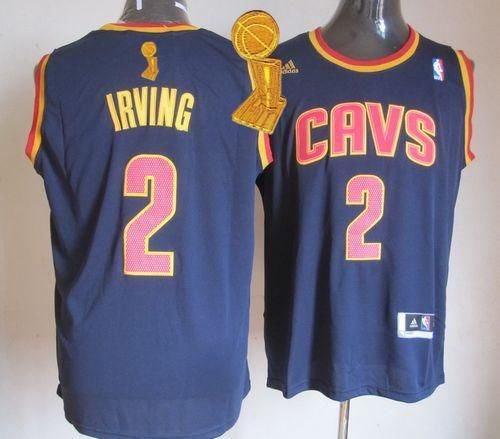 Revolution 30 Cleveland Cavaliers 2 Kyrie Irving Navy Blue The Champions Patch NBA Jersey