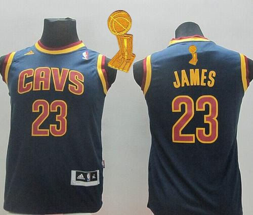 Revolution 30 Cleveland Cavaliers 23 LeBron James Dark Blue The Champions Patch Youth NBA Jersey