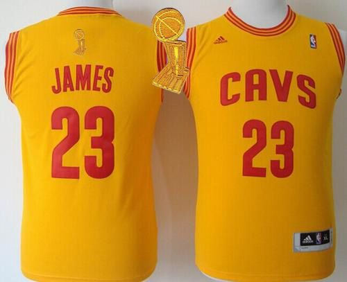 Revolution 30 Cleveland Cavaliers 23 LeBron James Gold The Champions Patch Youth NBA Jersey