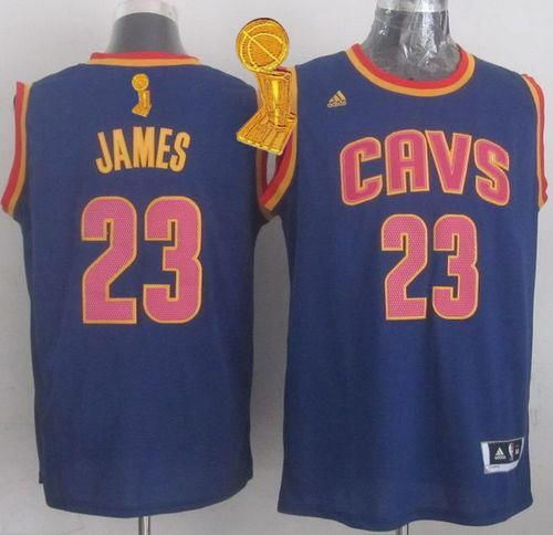 Revolution 30 Cleveland Cavaliers 23 LeBron James Navy Blue CavFanatic The Champions Patch NBA Jersey