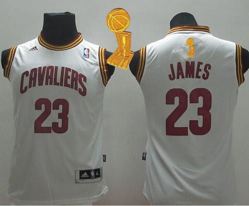 Revolution 30 Cleveland Cavaliers 23 LeBron James White The Champions Patch Youth NBA Jersey