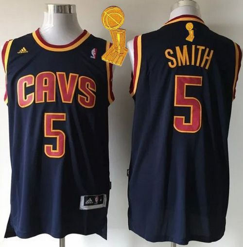 Revolution 30 Cleveland Cavaliers 5 J.R. Smith Navy Blue CavFanatic The Champions Patch NBA Jersey