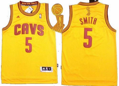 Revolution 30 Cleveland Cavaliers 5 J.R. Smith Yellow The Champions Patch NBA Jersey
