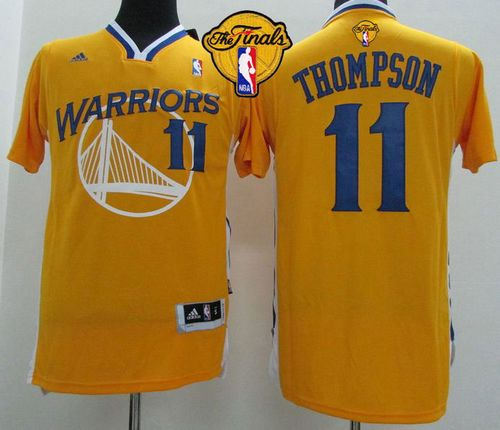 Revolution 30 Golden State Warriors 11 Klay Thompson Gold Alternate The Finals Patch NBA Jersey