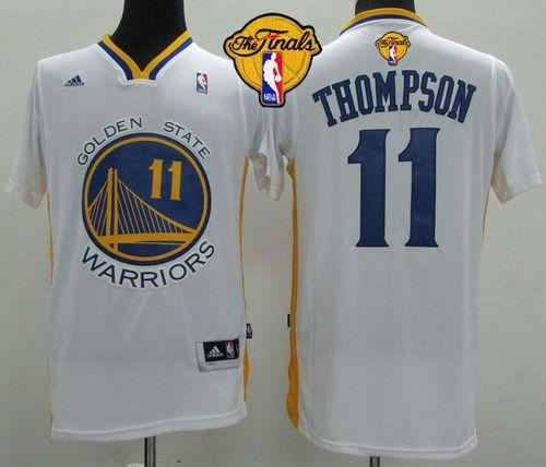 Revolution 30 Golden State Warriors 11 Klay Thompson White Alternate The Finals Patch NBA Jersey