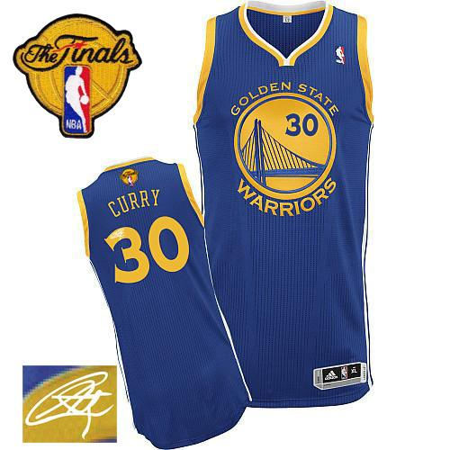Revolution 30 Golden State Warriors 30 Stephen Curry Blue Signed The Finals Patch NBA Jersey