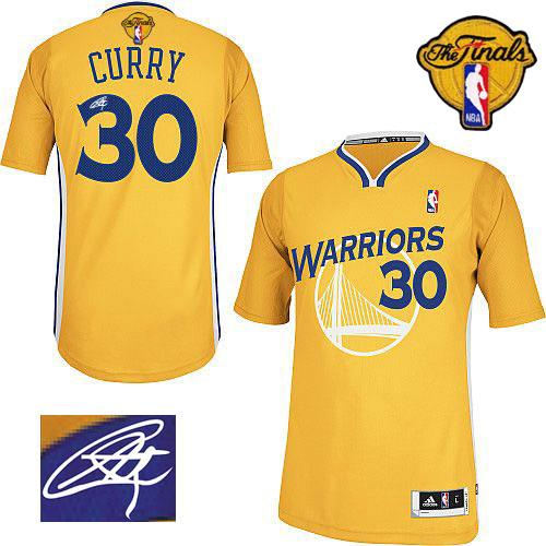 Revolution 30 Golden State Warriors 30 Stephen Curry Gold Signed The Finals Patch NBA Jersey