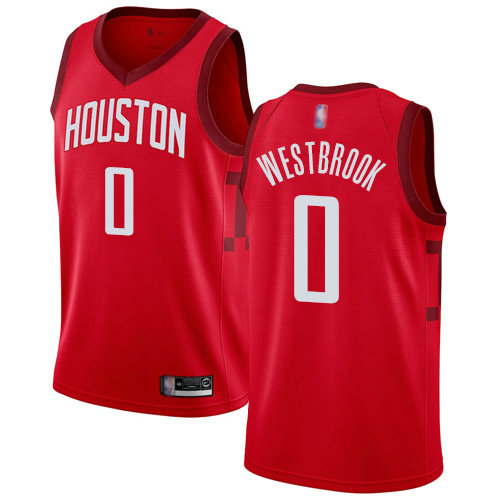Rockets #0 Russell Westbrook Red Basketball Swingman Earned Edition Jersey