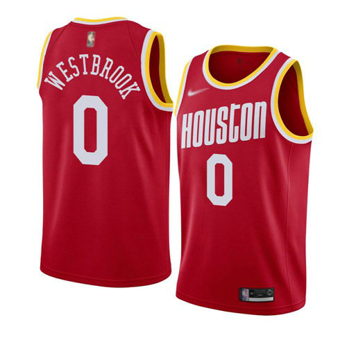 Rockets #0 Russell Westbrook Red Basketball Swingman Hardwood Classics Jersey