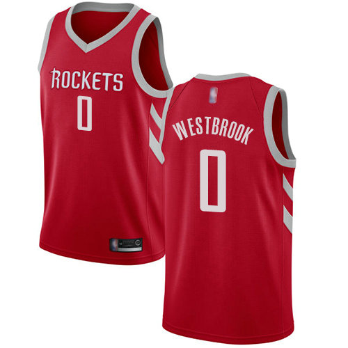 Rockets #0 Russell Westbrook Red Basketball Swingman Icon Edition Jersey