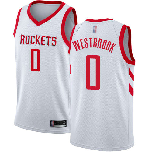 Rockets #0 Russell Westbrook White Basketball Swingman Association Edition Jersey