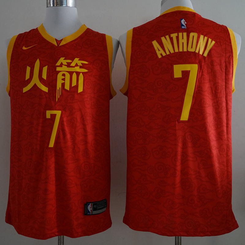 Rockets 7 Carmelo Anthony Red 2018 to 19 City Edition Nike Swingman Jersey