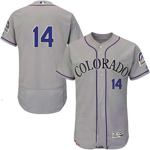Rockies #14 Tony Wolters Grey Flexbase Authentic Collection Stitched Baseball Jersey