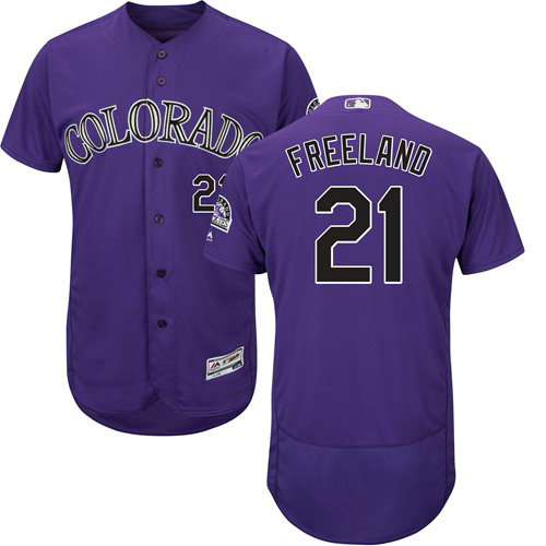 Rockies #21 Kyle Freeland Purple Flexbase Authentic Collection Stitched Baseball Jersey