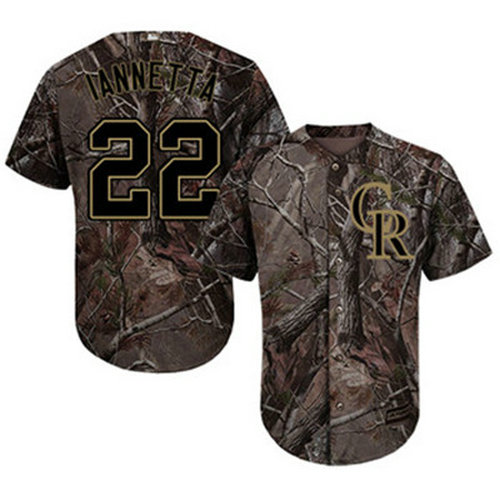 Rockies #22 Chris Iannetta Camo Realtree Collection Cool Base Stitched Baseball Jersey